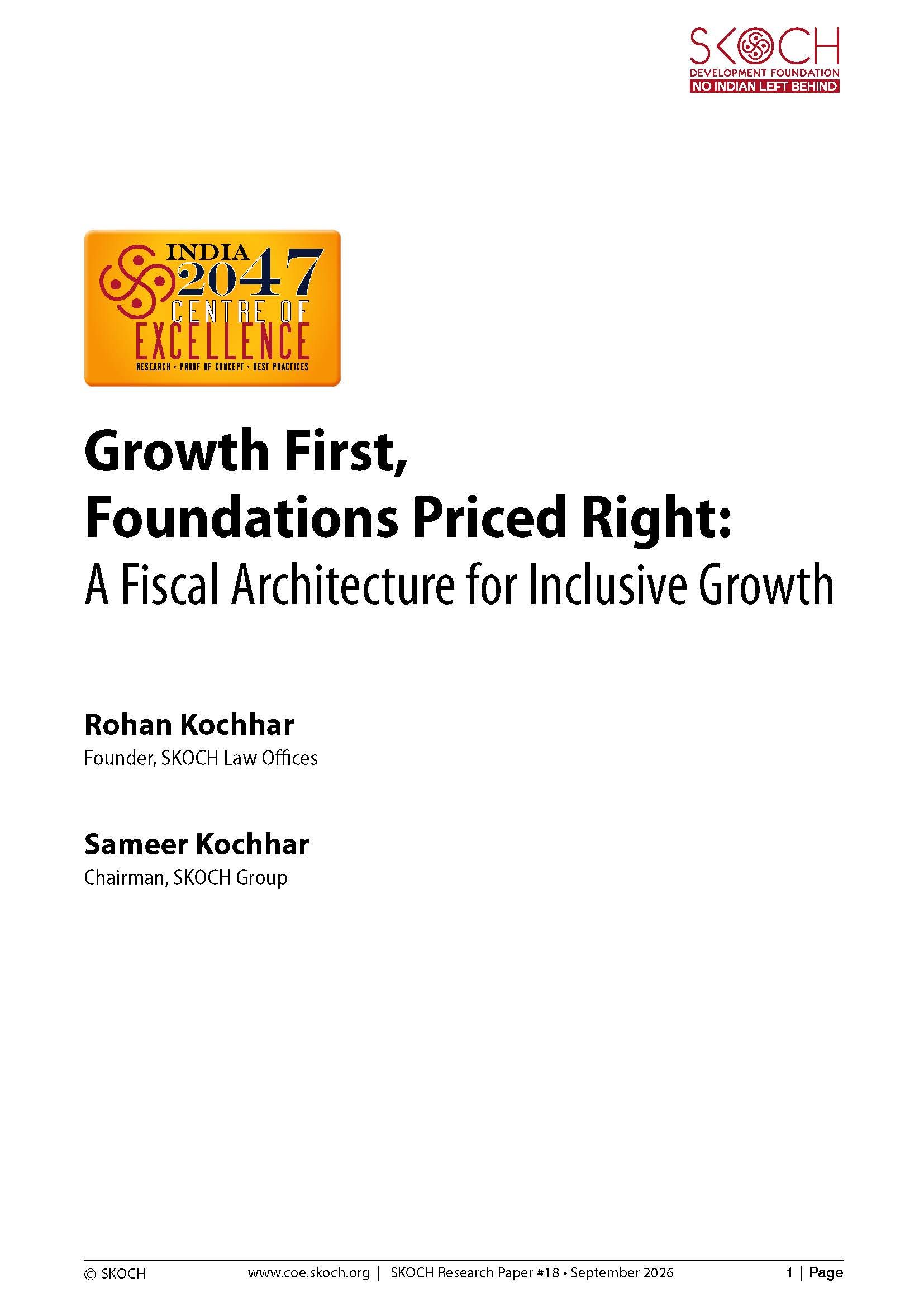 Growth First, Foundations Priced Right: A Fiscal Architecture for Inclusive Growth